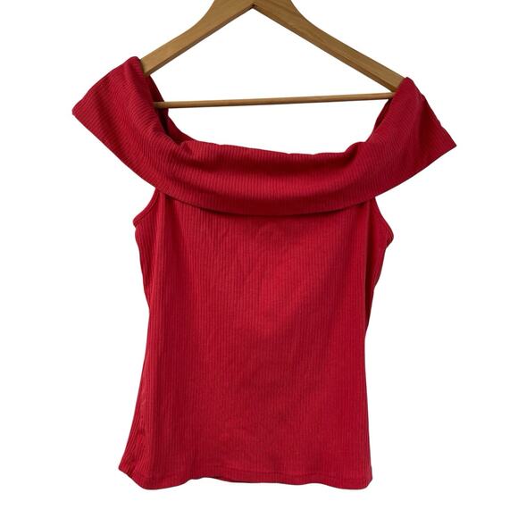 Old Navy Tops - Old Navy Off Shoulder Red Ribbed Top Medium